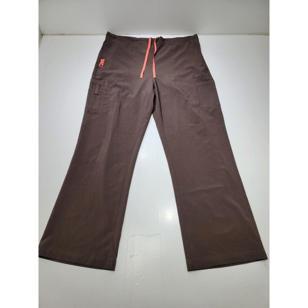 Carhartt Brown Elastic Drawstring Waist Multi Pocket Scrub Pants Womens Size XL
